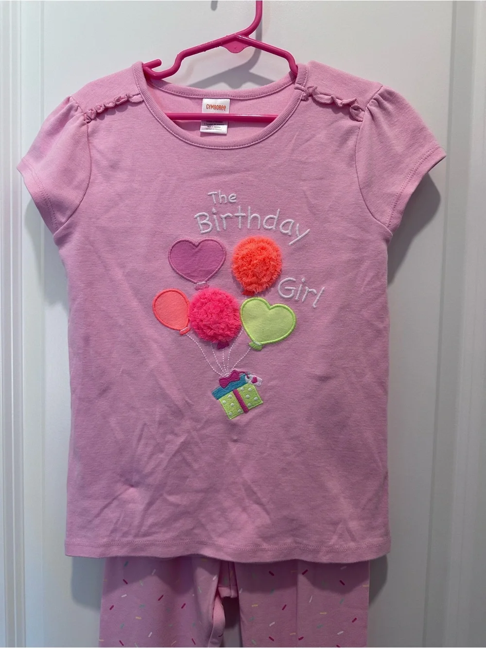 Gymboree Pink 'Birthday Girl' Short Sleeve Tee with Pom-Poms